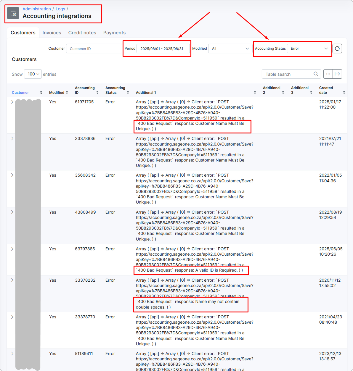 Errors examples