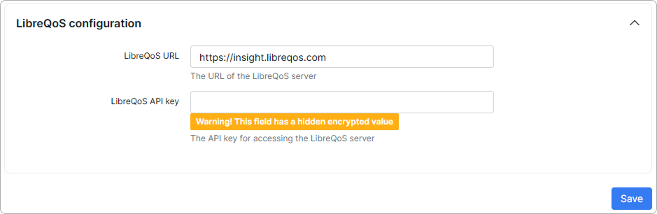 LibreQoS configuration block in Splynx