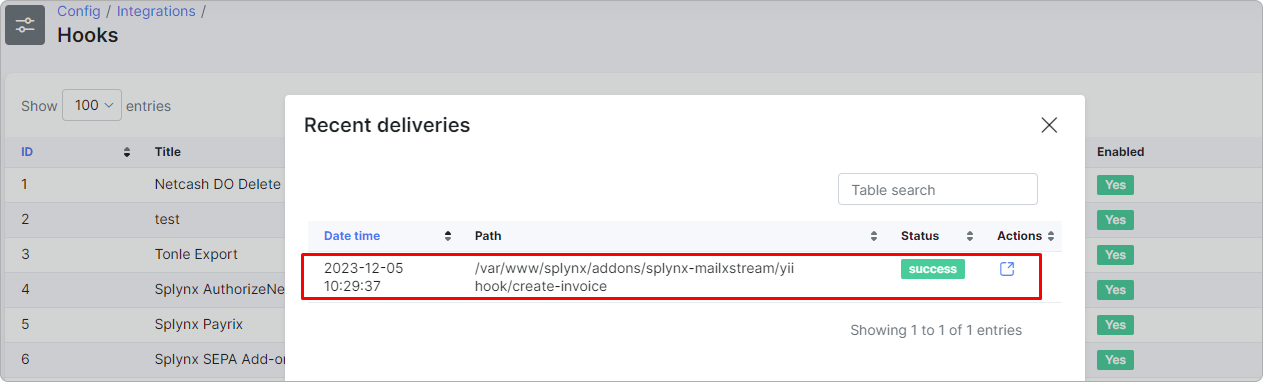 Create invoice hook