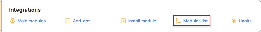 Modules list menu