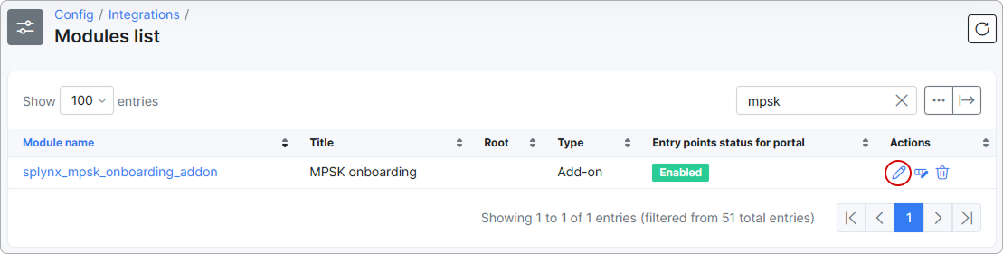 MPSK onboarding in the Modules list