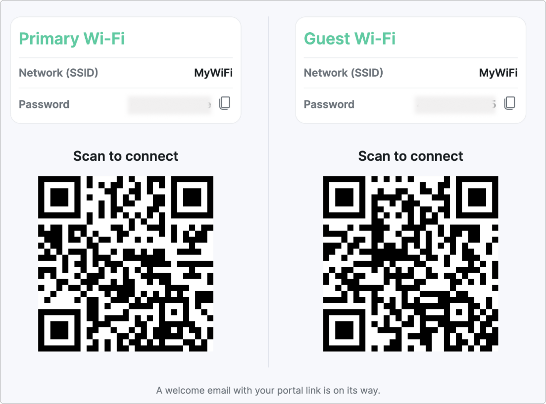 Connect screen with the primary and guest networks
