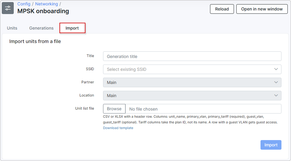 Import units from a file