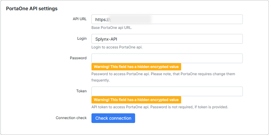 PortaOne API settings