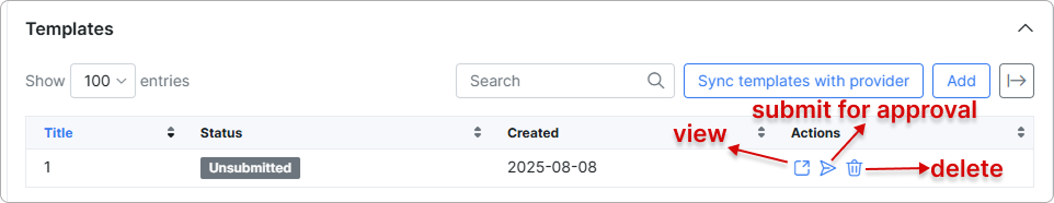 Actions with templates
