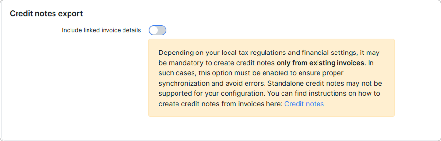 Include linked invoice details toggle