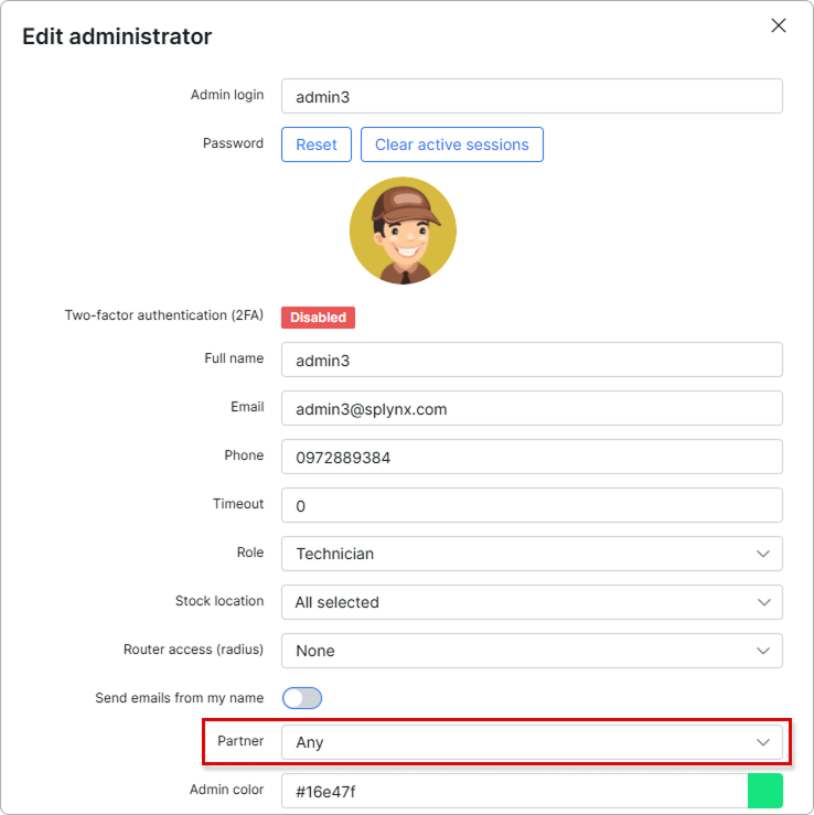 Partner field with Any value