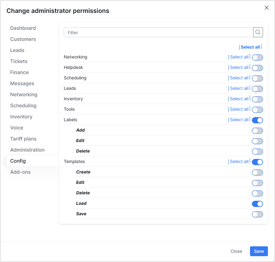 Config permissions