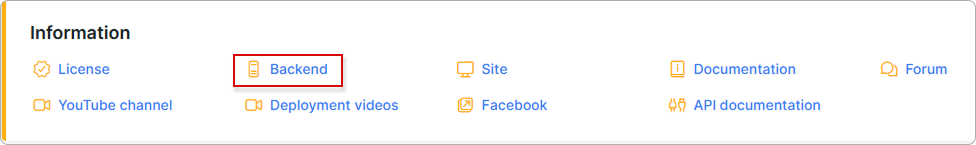 Backend menu