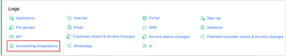 Accounting integrations link