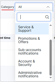 Category filter list