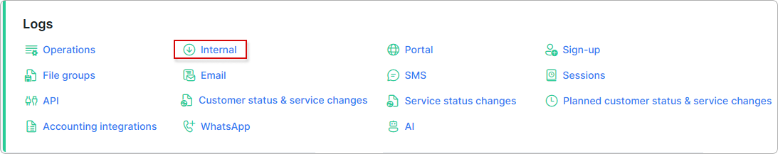 Internal navigation link