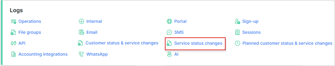Service status changes link