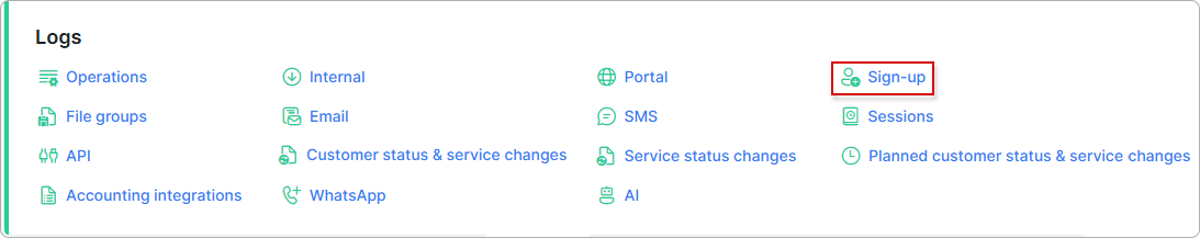 Sign-up navigation link