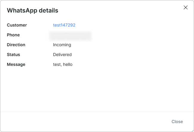 WhatsApp log message details