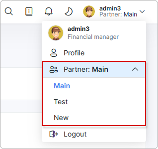 List of allowed partners in the Profile menu