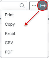 Export options menu