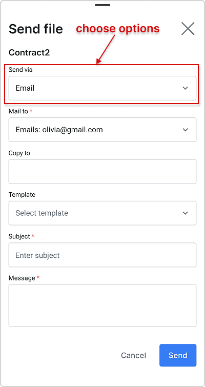 Form for sending file