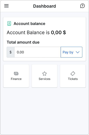 Account balance on the Dashboard