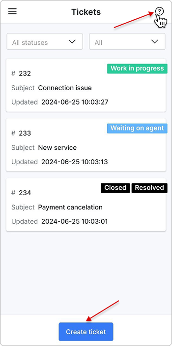 Tickets section