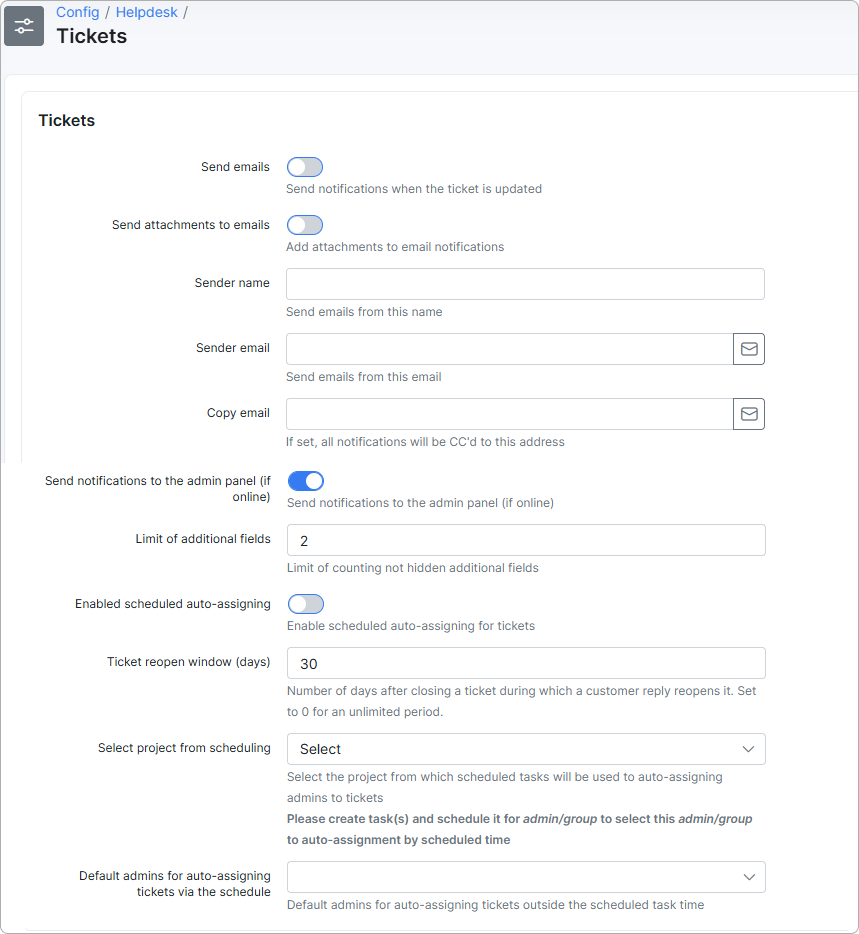 Tickets interface
