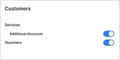 Customers card with its feature toggles