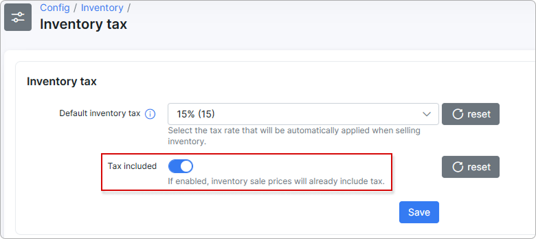 Tax included is enabled