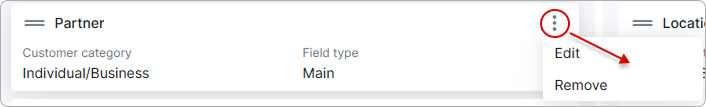 Modifying menu for a field