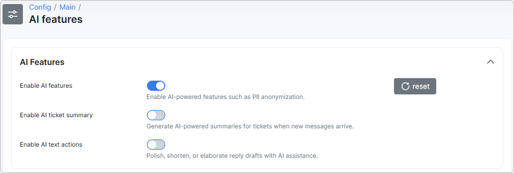 AI features section