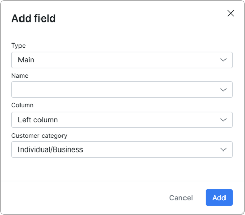 Add field dialog