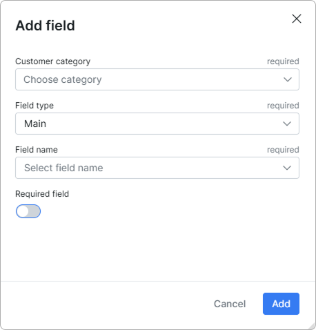 Add field dialog