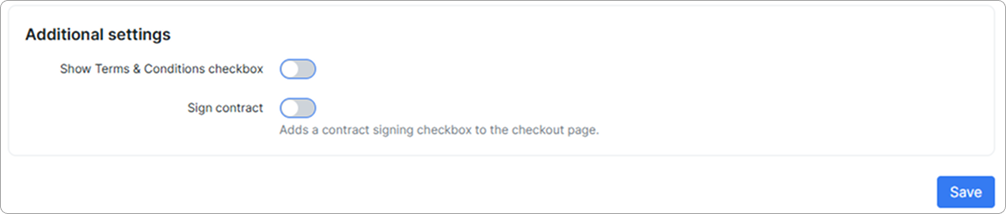 Additional settings for Checkout