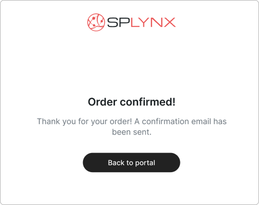 Sign-up Order confirmed screen