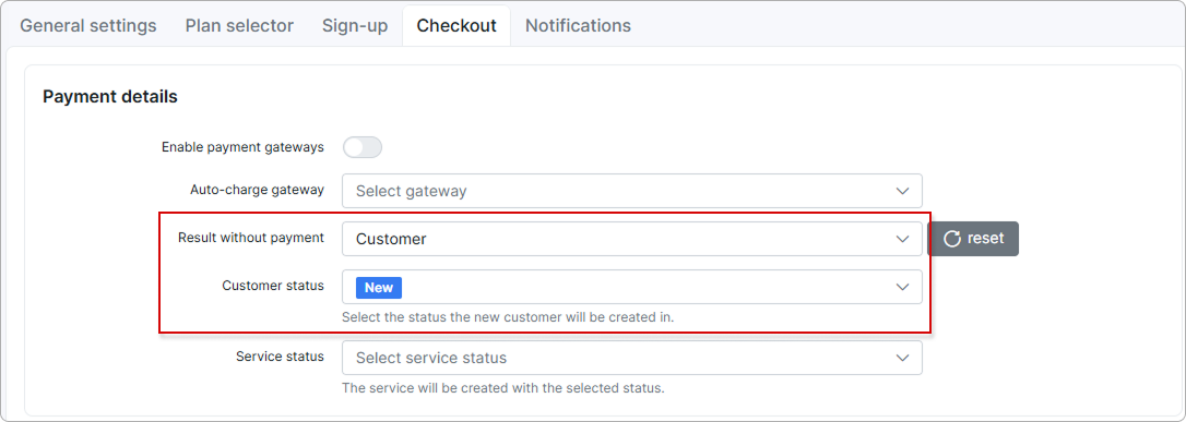 Customer status