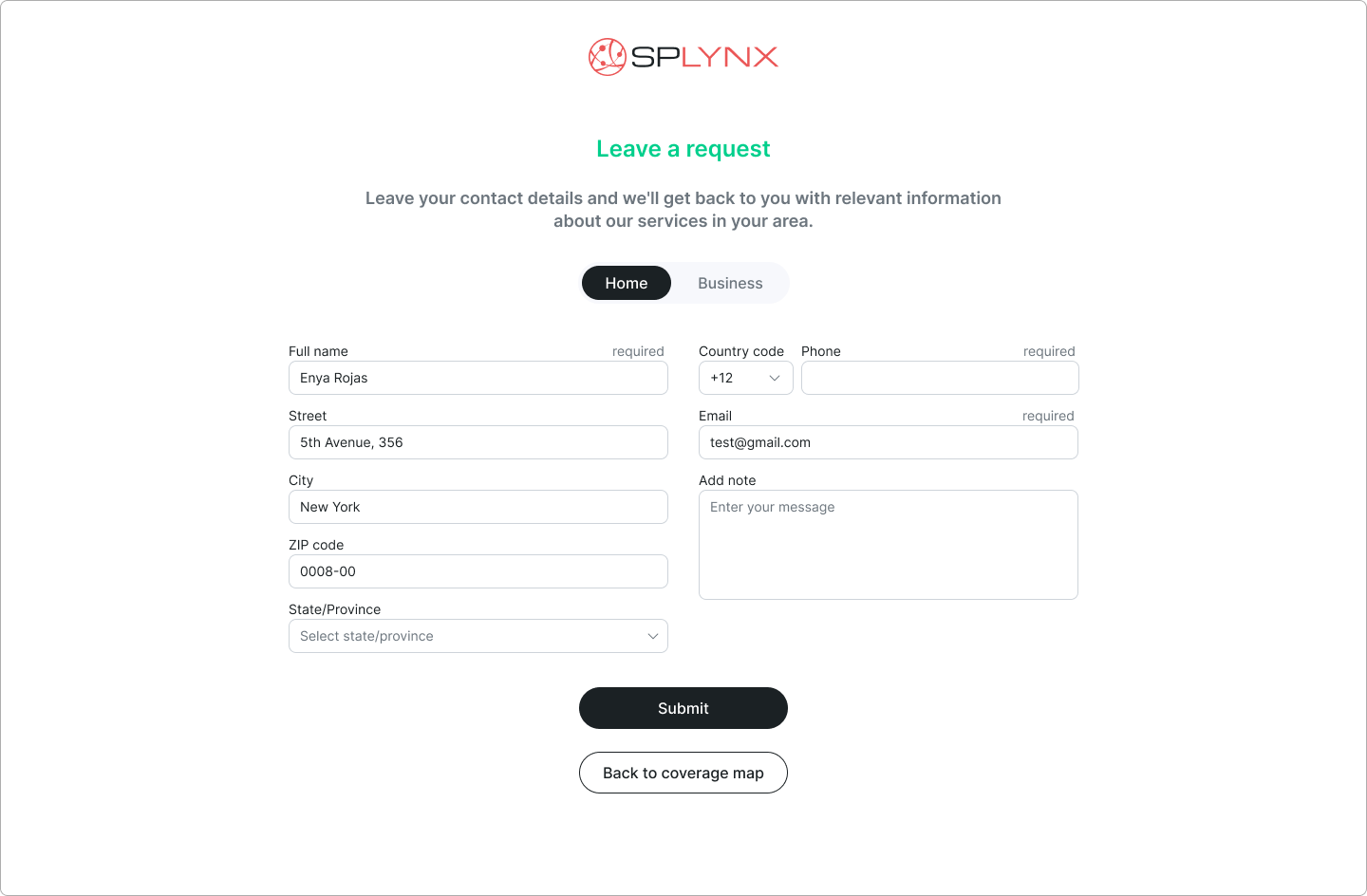 Leave a request with the contact details