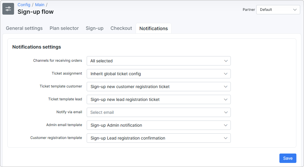 Notifications settings