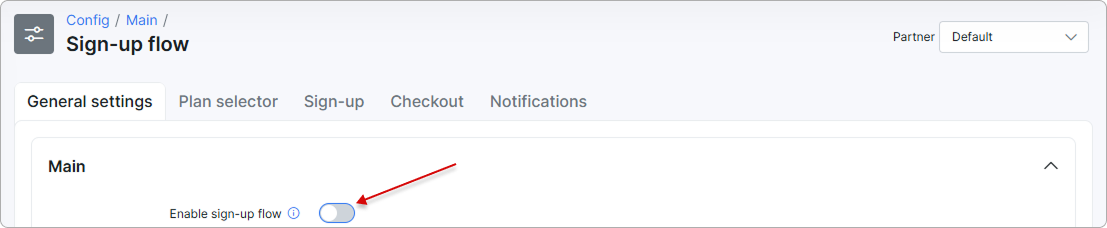 Sign-up flow toggle is disabled