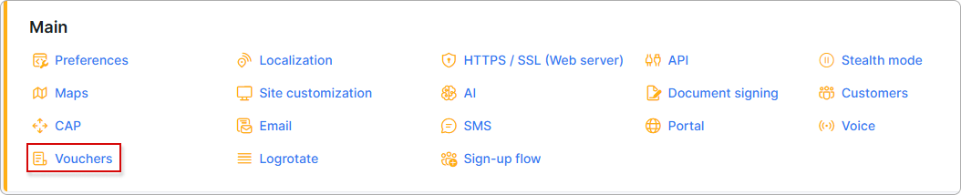 Vouchers navigation link
