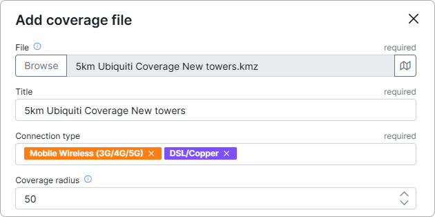 Add coverage file window