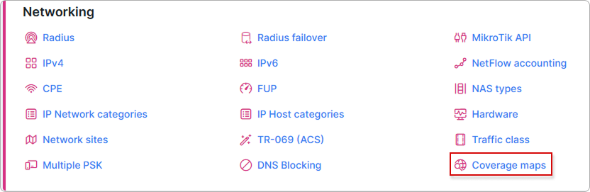 Coverage maps navigation link