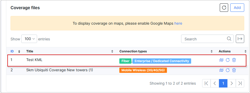 New coverage file in the list