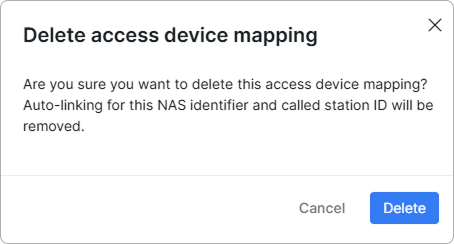 Delete access device mapping confirmation