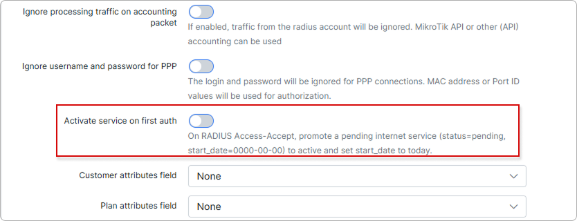 Activate service on first auth toggle in the NAS config section