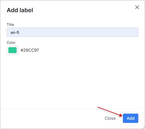 Add label modal window