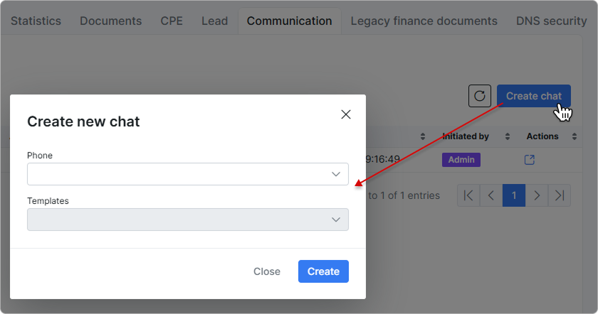 Create chat window on the Messengers sub-tab
