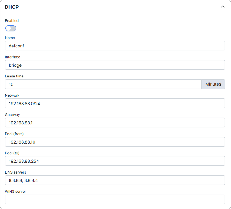 DHCP details