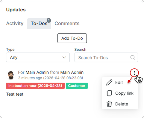 Actions with a to-do