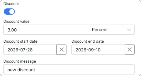 Discount fields filled in with a 3 percent discount