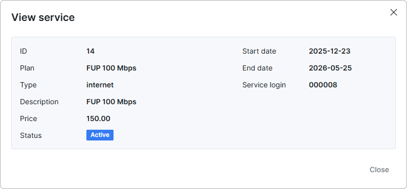 Service details in a new window