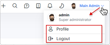 Account menu options